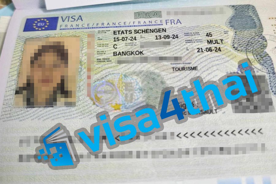 วีซ่าฝรั่งเศสที่อนุมัติแล้วของลูกค้า Visa4Thai
