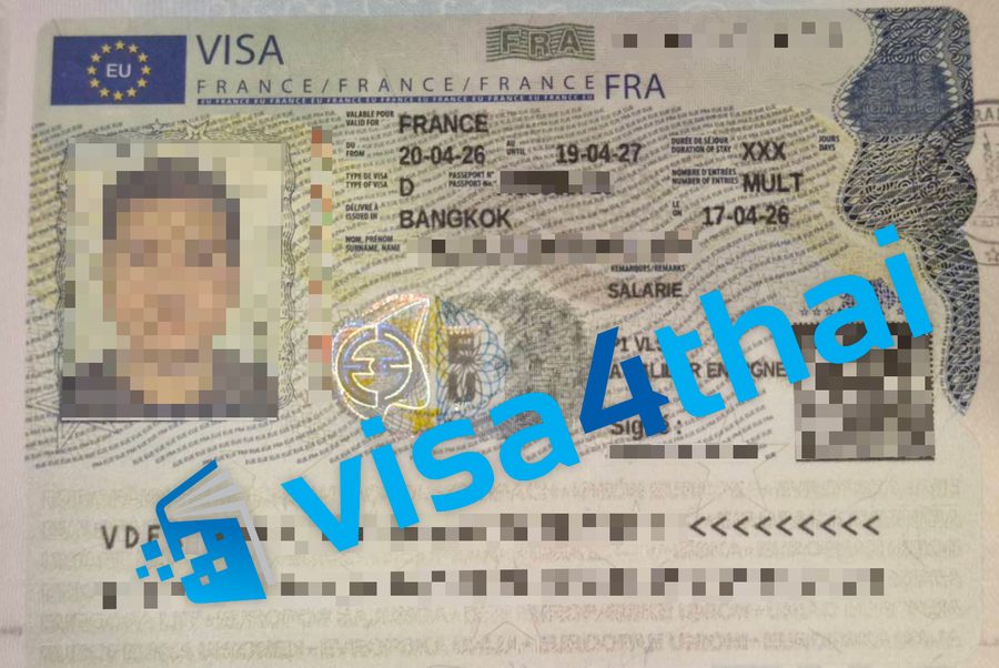 วีซ่าฝรั่งเศสที่อนุมัติแล้วของลูกค้า Visa4Thai