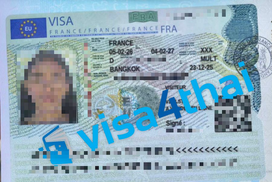 วีซ่าฝรั่งเศสที่อนุมัติแล้วของลูกค้า Visa4Thai