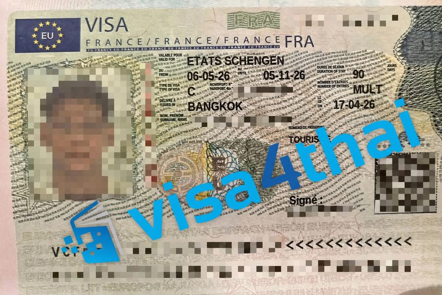 วีซ่าฝรั่งเศสที่อนุมัติแล้วของลูกค้า Visa4Thai
